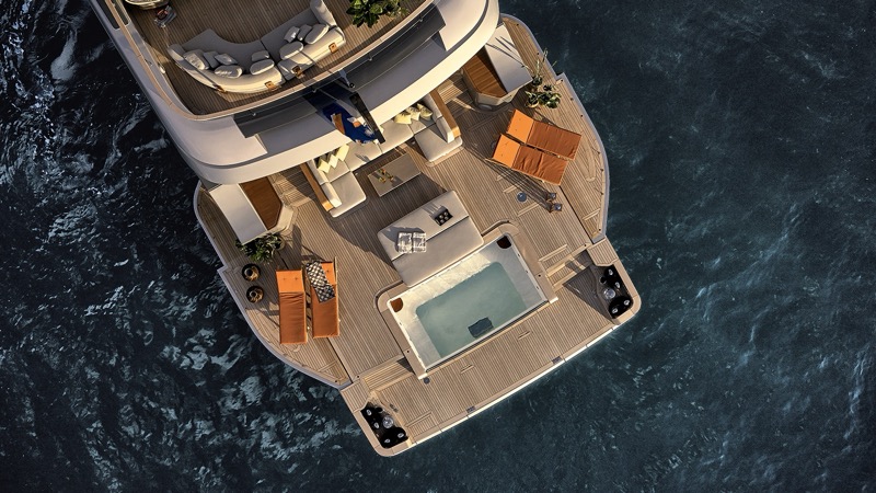 Yacht interior lounge area